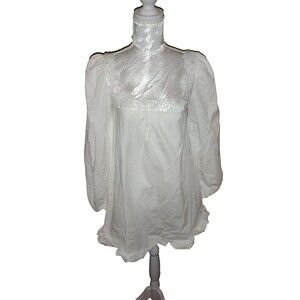 Embroidered Mini Dress Women's Size XS Pirate Sleeve Lace Peasant Cottage Core